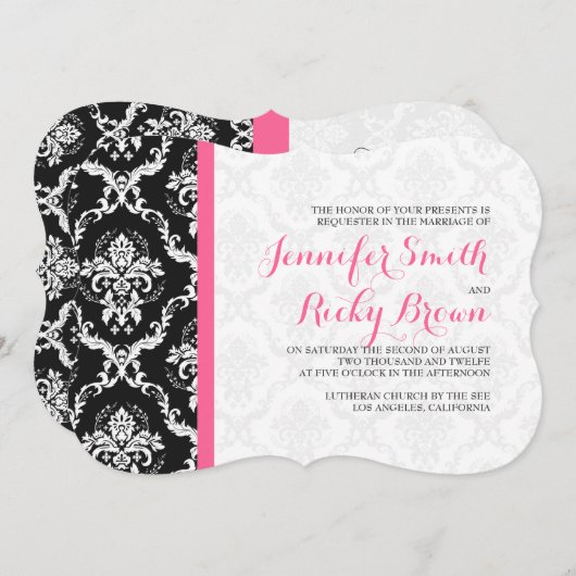 Invitation Mariage noir et blanc monogramme (Devant / Derrière)