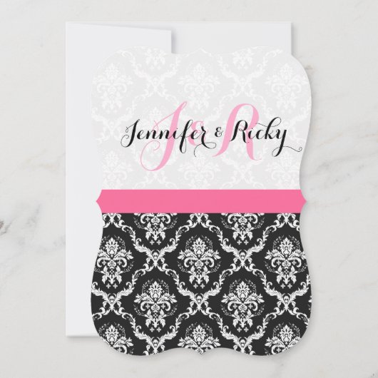 Invitation Mariage noir et blanc monogramme (Dos)