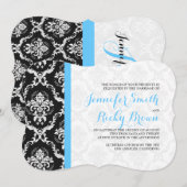 Invitation Mariage noir et blanc monogramme (Devant / Derrière)