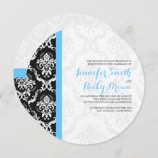 Invitation Mariage noir et blanc monogramme (Devant / Derrière)