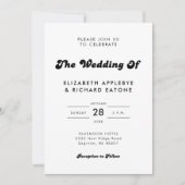 Invitation Mariage noir et blanc rétro élégant (Devant)