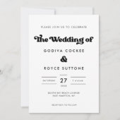 Invitation Mariage noir et blanc rétro élégant (Devant)