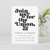 Invitation Mariage noir et blanc Retro Union (Debout devant)