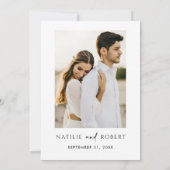 Invitation Mariage noir et blanc simple Enregistrer la date (Dos)