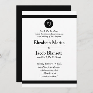 Invitation Mariage noir et blanc simple et élégant