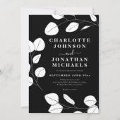 Invitation Mariage noir et blanc simple et élégant (Devant)