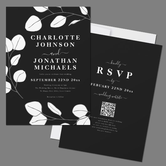 Invitation Mariage noir et blanc simple et élégant