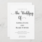 Invitation Mariage noir et blanc simple et élégant (Devant / Derrière)