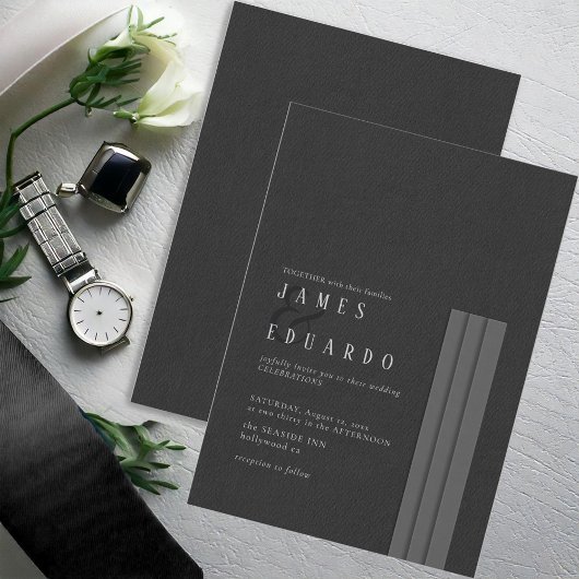Invitation Mariage noir et blanc sur mesure ID1090