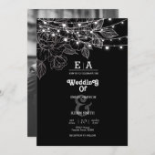 Invitation mariage noir et blanc unique classe (Devant / Derrière)