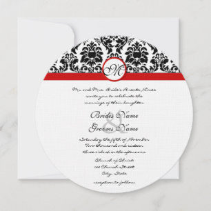 Invitation Mariage noir et blanc victorien damassé avec garni