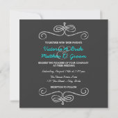 Invitation Mariage noir et bleu sarcelle (Dos)