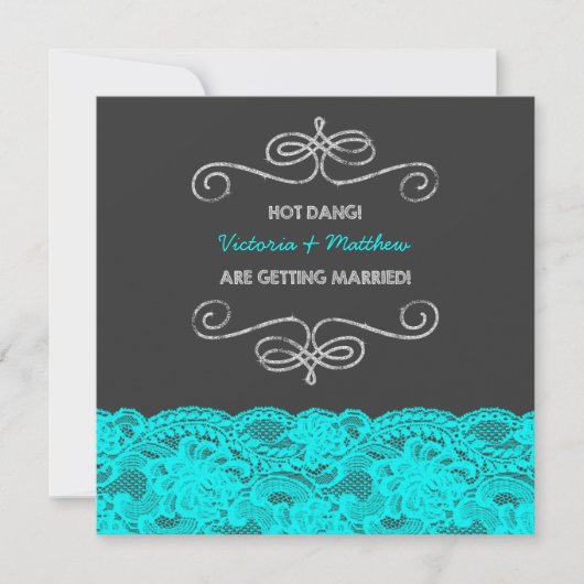 Invitation Mariage noir et bleu sarcelle (Devant)