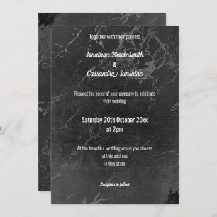 INVITATION MARIAGE NOIR ET MARBRE BLANC