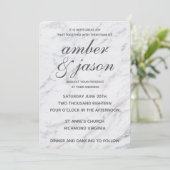 Invitation Mariage noir et Marbre blanc (Debout devant)