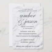Invitation Mariage noir et Marbre blanc (Devant)