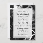 Invitation Mariage noir et Marbre blanc (Devant)