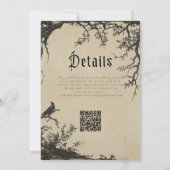 Invitation Mariage noir et marron avec gravure d'arbre gothiq (Dos)