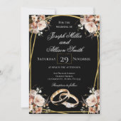 Invitation Mariage noir et or (Devant)