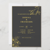 Invitation mariage noir et or (Dos)