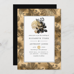 Invitation Mariage noir et or