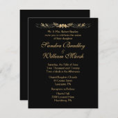 Invitation Mariage noir et or (Devant / Derrière)