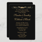Invitation Mariage noir et or (Devant / Derrière)