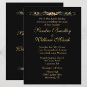 Invitation Mariage noir et or (Devant / Derrière)