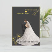 Invitation mariage noir et or (Debout devant)