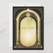 Invitation Mariage noir et or Art Déco formel (Devant)