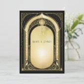 Invitation Mariage noir et or Art Déco formel (Debout devant)