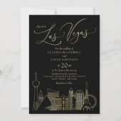 Invitation Mariage noir et or Las Vegas (Devant)