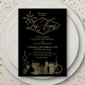 Invitation Mariage noir et or Las Vegas