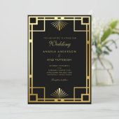 Invitation Mariage noir et or royal (Debout devant)