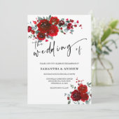 Invitation Mariage Noir et Rouge (Debout devant)