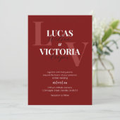 Invitation Mariage noir et rouge (Debout devant)