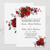 Invitation Mariage Noir et Rouge (Devant / Derrière)