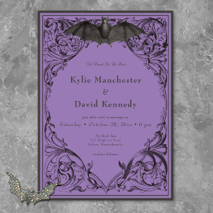 Invitation Mariage noir et violet victorien jusqu'à la mort