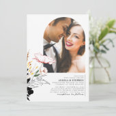 Invitation Mariage noir fleur sauvage Elegant Boho Photo (Debout devant)