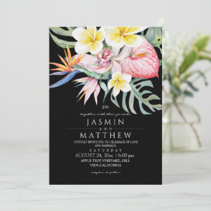 Invitation Mariage noir floral botanique tropical