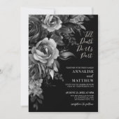 Invitation Mariage noir floral gothique (Devant)
