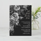 Invitation Mariage noir floral gothique (Debout devant)