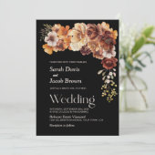 Invitation Mariage noir floral rustique (Debout devant)