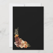 Invitation Mariage noir floral rustique (Dos)