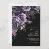 Invitation Mariage noir foncé violet (Devant)