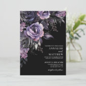 Invitation Mariage noir foncé violet (Debout devant)