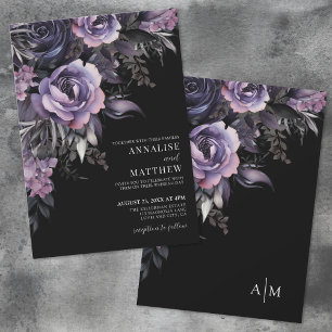 Invitation Mariage noir foncé violet