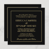 Invitation Mariage noir formel chic élégant décadent de Deco (Devant / Derrière)