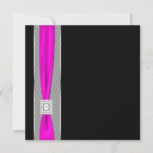 Invitation Mariage noir fuchsia rose chaud (Dos)