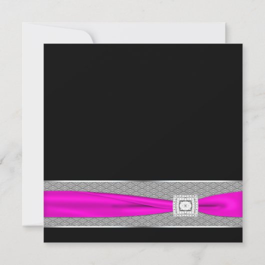 Invitation Mariage noir fuchsia rose chaud (Dos)